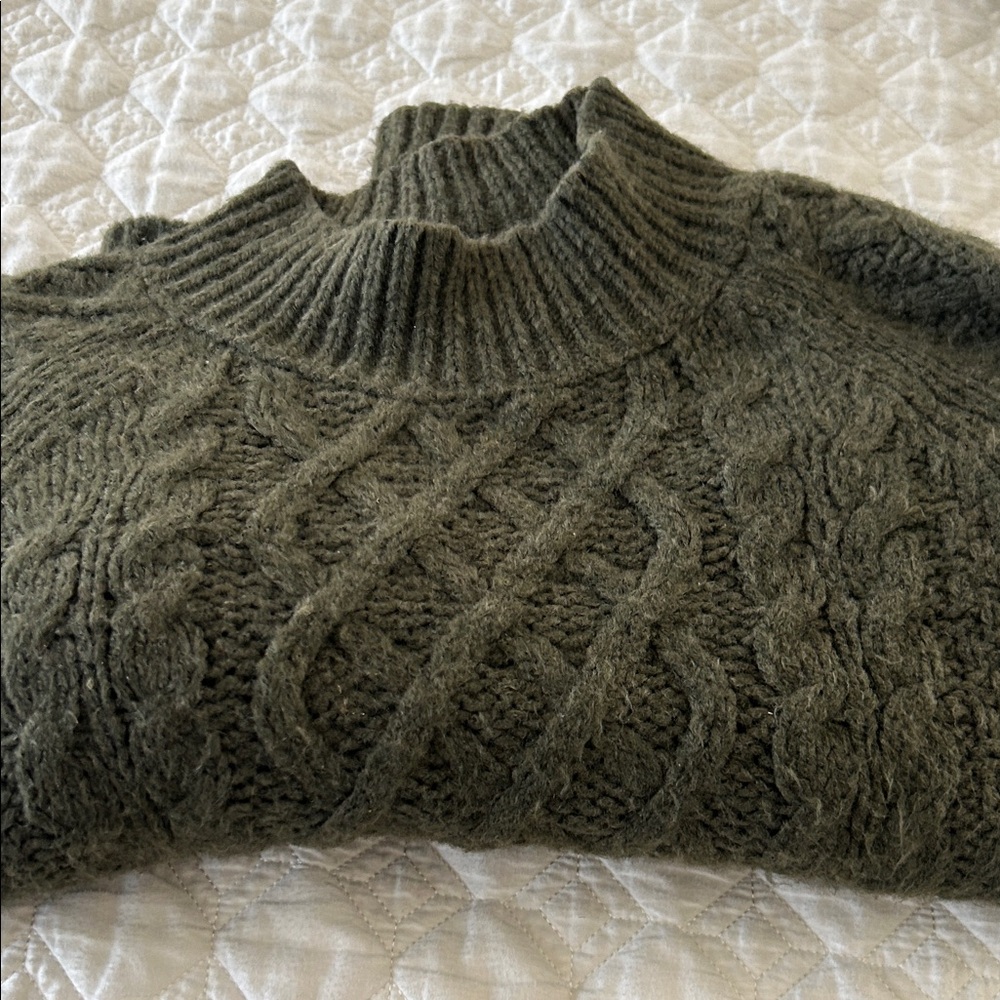 Sincerely Jules Olive Cable Knit Turtleneck Sweater